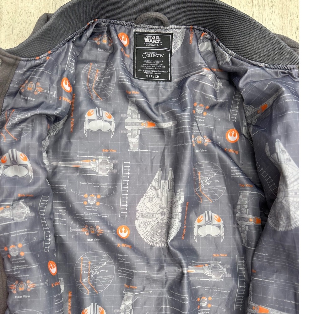 Loungefly Collectiv Star Wars Rebels Varsity Jacket Grey Embroidered Bomber S - Picture 4 of 16